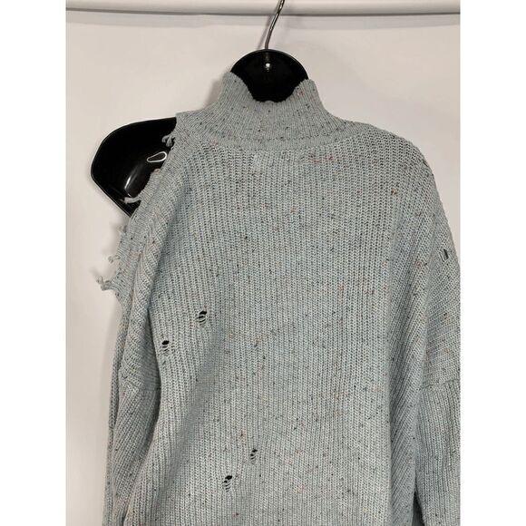 Zenana Distressed Mock Turtle Neck Knit Sweater - Picture 11 of 12